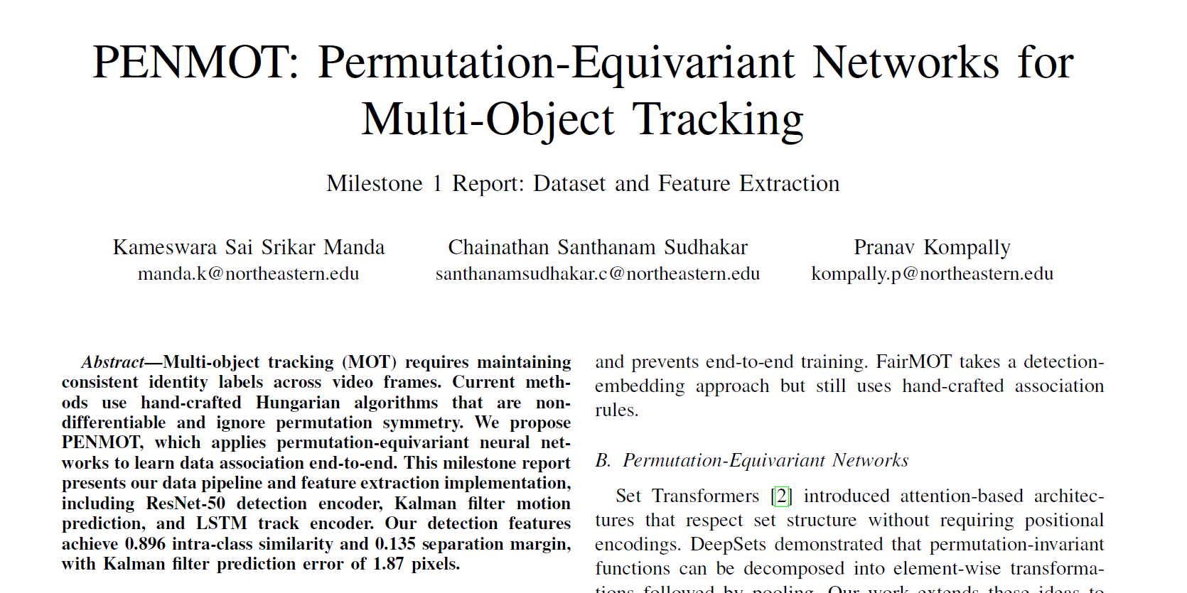PENMOT - Permutation-Equivariant Networks for Multi-Object Tracking